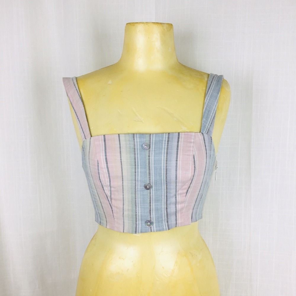 Show Me‎ Your Mumu Womens XS Peasant Crop Top Smocked Cottagecore Coquette NWT